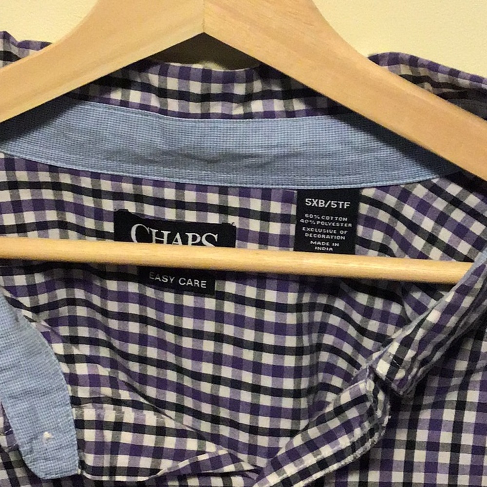 Chaps, collared Button down Shirt Size 5XB Purple checkered